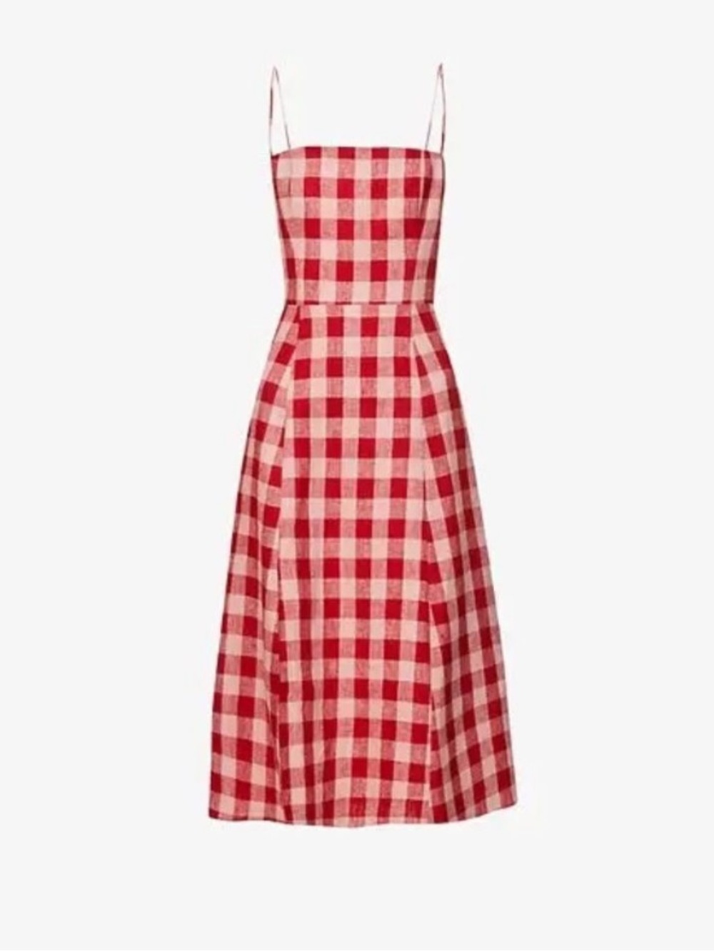Reformation Christen midi dress size 4 red pink gingham linen - Picture 4 of 9